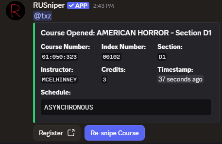 RUSniper Discord notification example