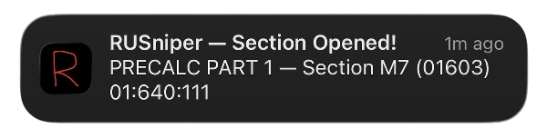 RUSniper push notification on iPhone